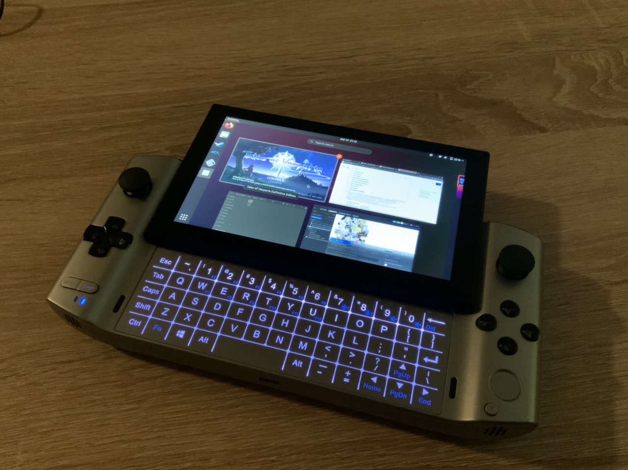 Photo of GPD Win 3 running Linux